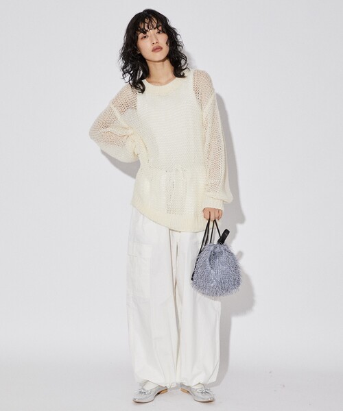 Firsthand(ファーストハンド)の「Firsthand/ファーストハンド メッシュクルーニット(ニット/セーター・メンズ・ブラック/オフホワイト/グリーン・M/L)」の8枚目の写真