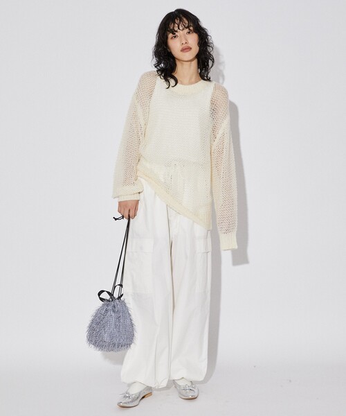 Firsthand(ファーストハンド)の「Firsthand/ファーストハンド メッシュクルーニット(ニット/セーター・メンズ・ブラック/オフホワイト/グリーン・M/L)」の21枚目の写真