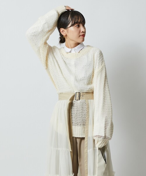 Firsthand(ファーストハンド)の「Firsthand/ファーストハンド メッシュクルーニット(ニット/セーター・メンズ・ブラック/オフホワイト/グリーン・M/L)」の19枚目の写真