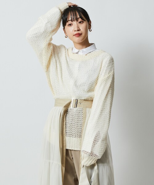 Firsthand(ファーストハンド)の「Firsthand/ファーストハンド メッシュクルーニット(ニット/セーター・メンズ・ブラック/オフホワイト/グリーン・M/L)」の18枚目の写真