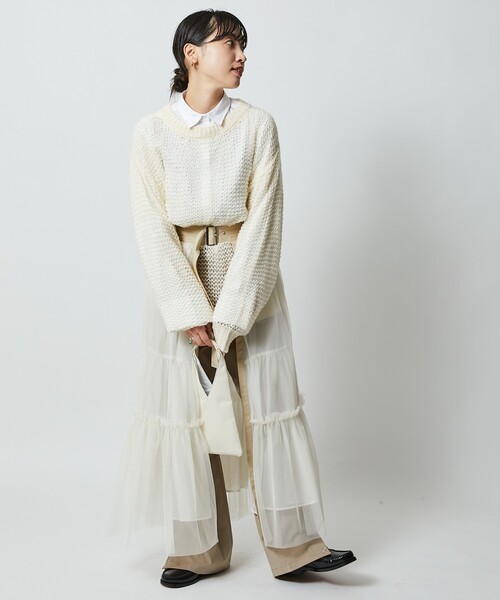 Firsthand(ファーストハンド)の「Firsthand/ファーストハンド メッシュクルーニット(ニット/セーター・メンズ・ブラック/オフホワイト/グリーン・M/L)」の15枚目の写真