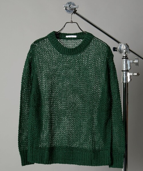 Firsthand(ファーストハンド)の「Firsthand/ファーストハンド メッシュクルーニット(ニット/セーター・メンズ・ブラック/オフホワイト/グリーン・M/L)」の1枚目の写真