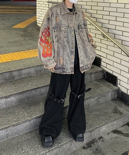 セール】ストリートファイアーパターンデニムジャケット（デニム