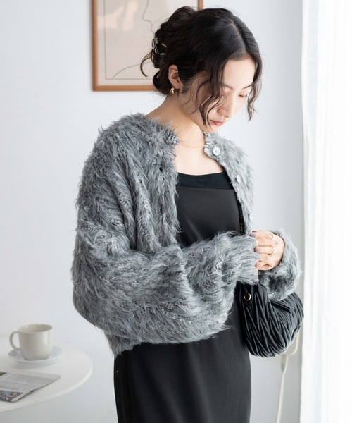 WEGO（ウィゴー）の「WEGO/モンスターニットカーディガン（カーディガン/ボレロ・レディース・グリーン/ブルー/ブラック・FREE）」の10枚目の写真