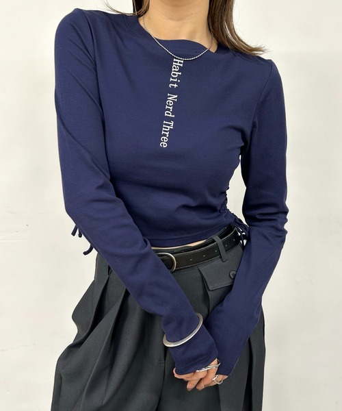 WHO'S WHO gallery（フーズフーギャラリー）の「【HiNT/ヒント】HiNTロゴロンTEE（Tシャツ/カットソー・レディース・チャコールグレー/ブラック/オフホワイト/ネイビー/サックスブルー・FREE）」の5枚目の写真