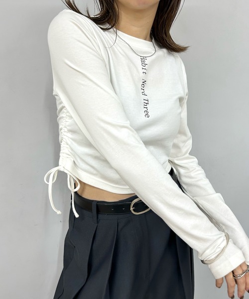 WHO'S WHO gallery（フーズフーギャラリー）の「【HiNT/ヒント】HiNTロゴロンTEE（Tシャツ/カットソー・レディース・チャコールグレー/ブラック/オフホワイト/ネイビー/サックスブルー・FREE）」の2枚目の写真