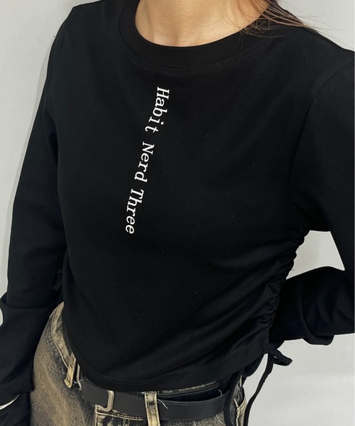 WHO'S WHO gallery（フーズフーギャラリー）の「【HiNT/ヒント】HiNTロゴロンTEE（Tシャツ/カットソー・レディース・チャコールグレー/ブラック/オフホワイト/ネイビー/サックスブルー・FREE）」の9枚目の写真