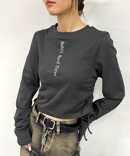 WHO'S WHO gallery（フーズフーギャラリー）の「【HiNT/ヒント】HiNTロゴロンTEE（Tシャツ/カットソー・レディース・チャコールグレー/ブラック/オフホワイト/ネイビー/サックスブルー・FREE）」の11枚目の写真