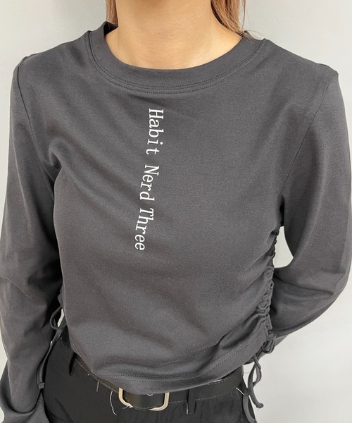 WHO'S WHO gallery（フーズフーギャラリー）の「【HiNT/ヒント】HiNTロゴロンTEE（Tシャツ/カットソー・レディース・チャコールグレー/ブラック/オフホワイト/ネイビー/サックスブルー・FREE）」の12枚目の写真