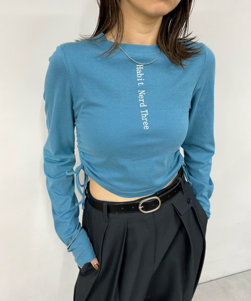 WHO'S WHO gallery（フーズフーギャラリー）の「【HiNT/ヒント】HiNTロゴロンTEE（Tシャツ/カットソー・レディース・チャコールグレー/ブラック/オフホワイト/ネイビー/サックスブルー・FREE）」の19枚目の写真