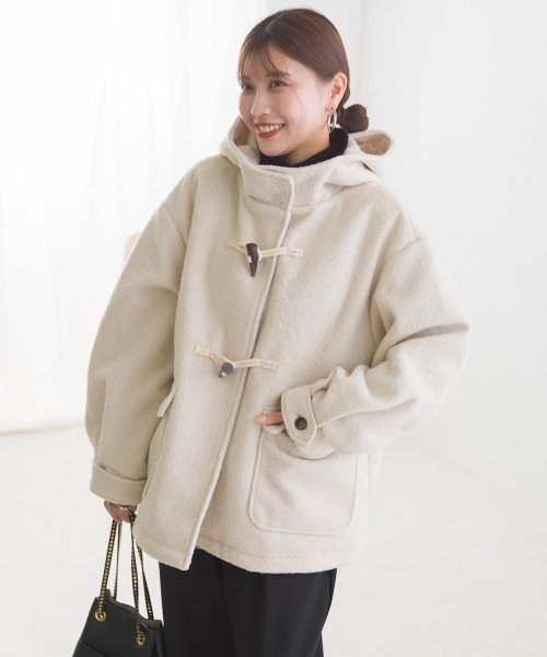 OMNES（オムネス）の「リングフェイクウールショートダッフルコート（ダッフルコート・レディース・ブラウン/アイボリー/ブラック・FREE）」の8枚目の写真