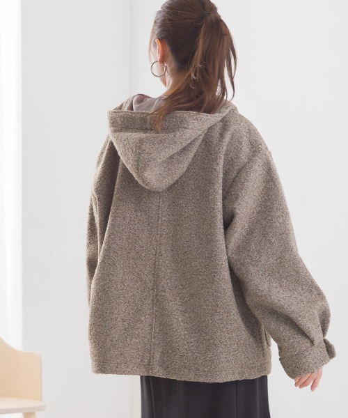 OMNES（オムネス）の「リングフェイクウールショートダッフルコート（ダッフルコート・レディース・ブラウン/アイボリー/ブラック・FREE）」の16枚目の写真