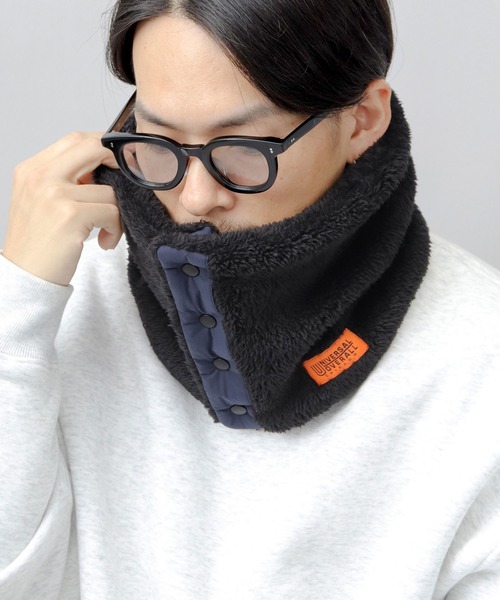 UNIVERSAL OVERALL（ユニバーサルオーバーオール）の「ファーフリース フロントスナップ ネックウォーマー（ネックウォーマー/スヌード・メンズ・グレー/ブラック/ネイビー・FREE）」の18枚目の写真