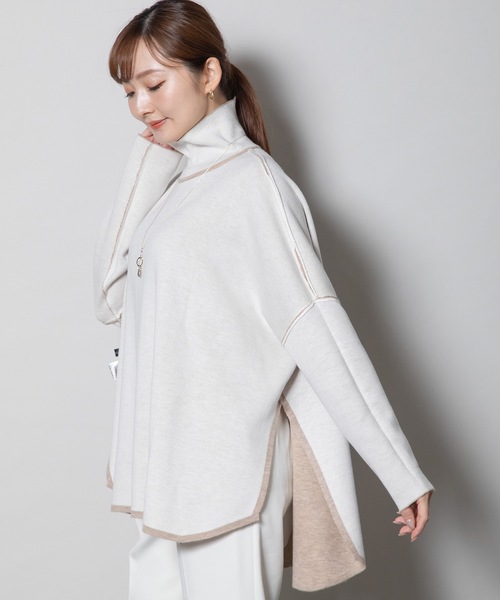 ELVENCE DEUX(エルベンスドゥ)の「リバポンチョフウPO(ニット/セーター・レディース・グリーン/オレンジ/ベージュ/ブルー・FREE)」の13枚目の写真