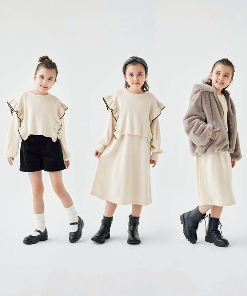 GLOBAL WORK（グローバルワーク）の「2セットフリルニットワンピース/979654（ワンピース・キッズ・ブラック/アイボリー・120cm/130cm/110cm/150cm/160cm/100cm/140cm）」の3枚目の写真