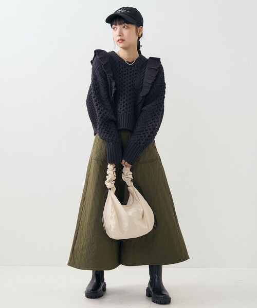 FREAK'S STORE（フリークスストア）の「ケーブル フリルニット/プルオーバーニット（ニット/セーター・レディース・キャメル/オフホワイト/ネイビー・ﾌﾘ-）」の17枚目の写真