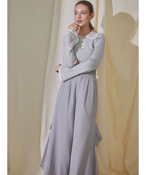 dazzlin(ダズリン)の「バイカラーポロニットトップス(ニット/セーター・レディース・グレー/オフホワイト/オレンジ/ブラック/その他1・FREE)」の22枚目の写真