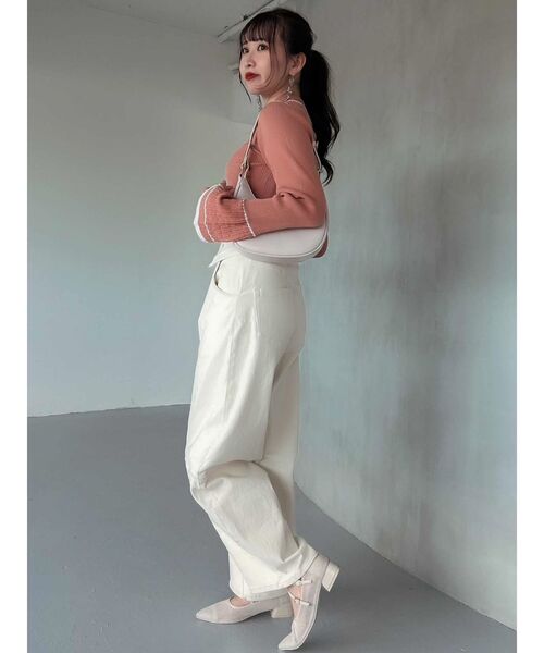 dazzlin(ダズリン)の「バイカラーポロニットトップス(ニット/セーター・レディース・グレー/オフホワイト/オレンジ/ブラック/その他1・FREE)」の13枚目の写真