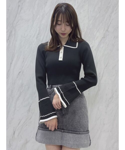 KOEISTORE ニットトップス レディース 春 夏 春夏 黒 白 ニット