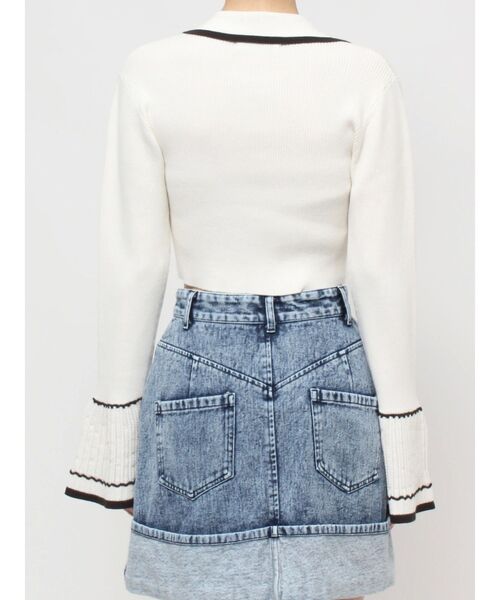 dazzlin(ダズリン)の「バイカラーポロニットトップス(ニット/セーター・レディース・グレー/オフホワイト/オレンジ/ブラック/その他1・FREE)」の14枚目の写真