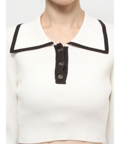 dazzlin(ダズリン)の「バイカラーポロニットトップス(ニット/セーター・レディース・グレー/オフホワイト/オレンジ/ブラック/その他1・FREE)」の18枚目の写真