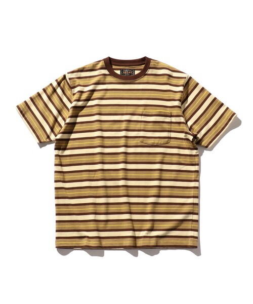 BEAMS PLUS(ビームスプラス)の「BEAMS PLUS / マルチ ストライプ ポケット Tシャツ(Tシャツ/カットソー・メンズ・サックスブルー/グリーン/ネイビー/レッド/ブラウン・S/M/L/XL)」の1枚目の写真