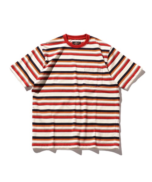 BEAMS PLUS(ビームスプラス)の「BEAMS PLUS / マルチ ストライプ ポケット Tシャツ(Tシャツ/カットソー・メンズ・サックスブルー/グリーン/ネイビー/レッド/ブラウン・S/M/L/XL)」の5枚目の写真
