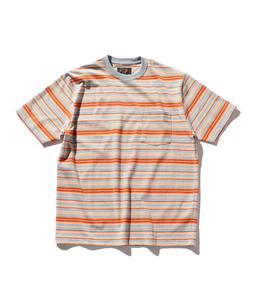 BEAMS PLUS(ビームスプラス)の「BEAMS PLUS / マルチ ストライプ ポケット Tシャツ(Tシャツ/カットソー・メンズ・サックスブルー/グリーン/ネイビー/レッド/ブラウン・S/M/L/XL)」の4枚目の写真