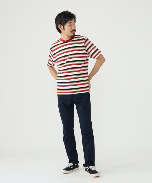 BEAMS PLUS(ビームスプラス)の「BEAMS PLUS / マルチ ストライプ ポケット Tシャツ(Tシャツ/カットソー・メンズ・サックスブルー/グリーン/ネイビー/レッド/ブラウン・S/M/L/XL)」の7枚目の写真