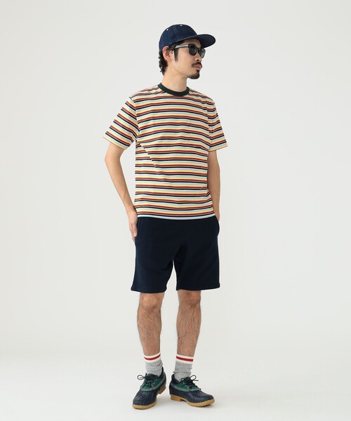 BEAMS PLUS(ビームスプラス)の「BEAMS PLUS / マルチ ストライプ ポケット Tシャツ(Tシャツ/カットソー・メンズ・サックスブルー/グリーン/ネイビー/レッド/ブラウン・S/M/L/XL)」の9枚目の写真
