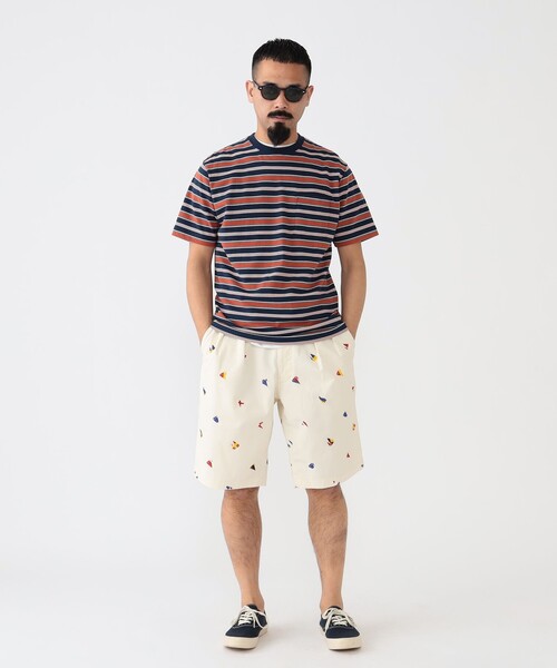 BEAMS PLUS(ビームスプラス)の「BEAMS PLUS / マルチ ストライプ ポケット Tシャツ(Tシャツ/カットソー・メンズ・サックスブルー/グリーン/ネイビー/レッド/ブラウン・S/M/L/XL)」の10枚目の写真