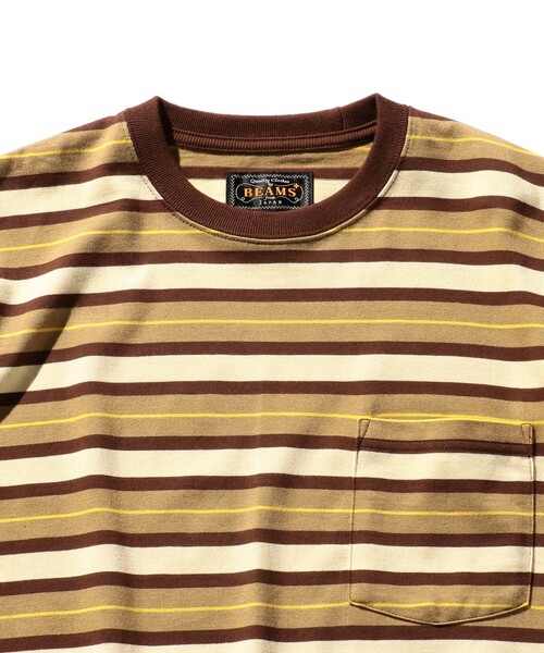 BEAMS PLUS(ビームスプラス)の「BEAMS PLUS / マルチ ストライプ ポケット Tシャツ(Tシャツ/カットソー・メンズ・サックスブルー/グリーン/ネイビー/レッド/ブラウン・S/M/L/XL)」の18枚目の写真
