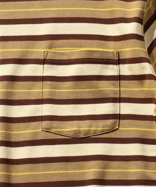 BEAMS PLUS(ビームスプラス)の「BEAMS PLUS / マルチ ストライプ ポケット Tシャツ(Tシャツ/カットソー・メンズ・サックスブルー/グリーン/ネイビー/レッド/ブラウン・S/M/L/XL)」の21枚目の写真