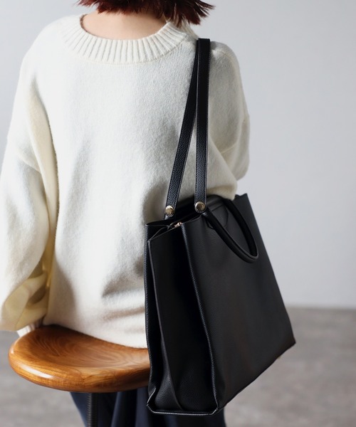 GUSCIO（グッシオ）の「【グッシオ ゴールドラベル】2ハンドルトートバッグ  オンオフ兼用 ビジネストート PC/A4対応（ビジネスバッグ・レディース・ブラック/グレー/アイボリー・FREE）」の18枚目の写真