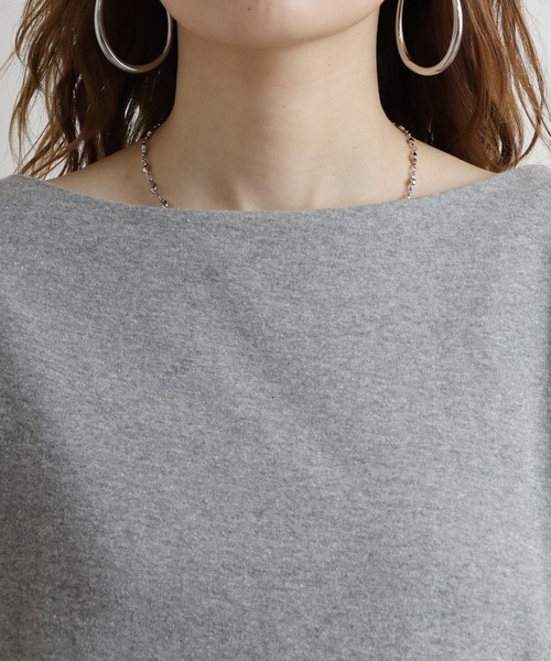 atONE(アットワン)の「atONE ボートネック七分袖プルオーバー(Tシャツ/カットソー・レディース・ブラック/カーキ/オフホワイト/チャコールグレー/杢グレー・L/LL/3L/4L/M)」の18枚目の写真