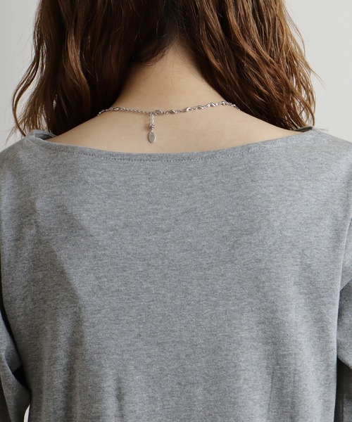 atONE(アットワン)の「atONE ボートネック七分袖プルオーバー(Tシャツ/カットソー・レディース・ブラック/カーキ/オフホワイト/チャコールグレー/杢グレー・L/LL/3L/4L/M)」の19枚目の写真