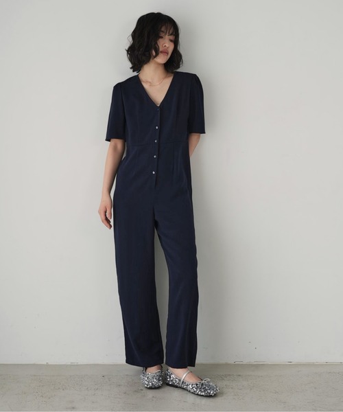 セール】Vネック オールインワン コンビネゾン ジャンプスーツ 半袖