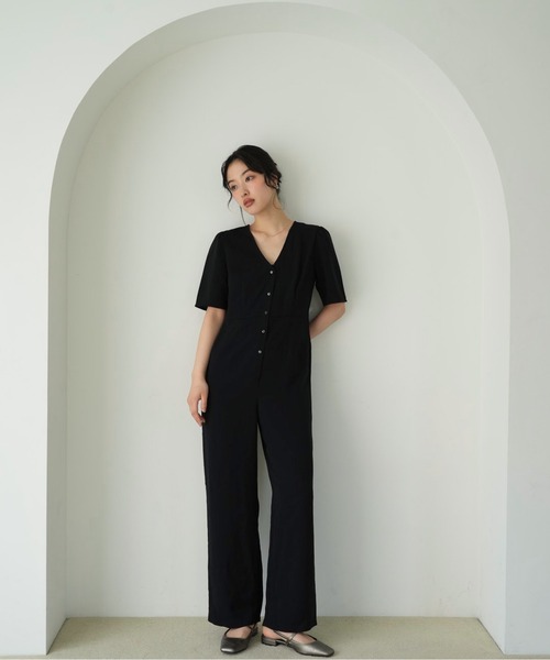 セール】Vネック オールインワン コンビネゾン ジャンプスーツ 半袖