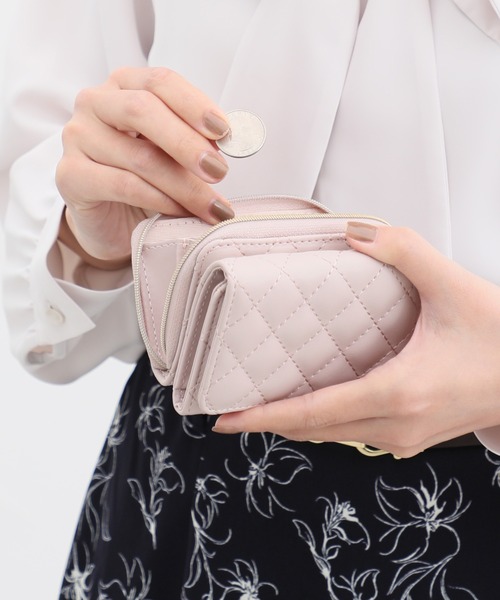 Honeys（ハニーズ）の「キルティングウォレット（財布・レディース・ピンク/アイボリー/ブラック・FREE）」の3枚目の写真