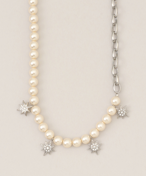 STAR pearl asymmetry necklace アデルビジュー ADER.bijoux（アデルビジュー）｜STAR pearl mix short necklace