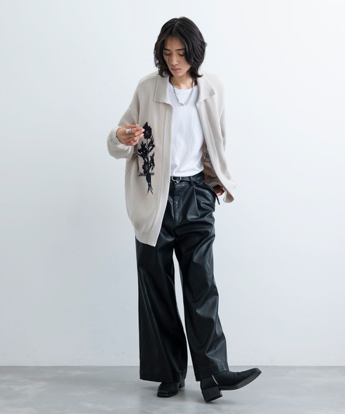 JUNRED(ジュンレッド)の「フラワーブーケボタンレスカーディガン(カーディガン/ボレロ・メンズ・ブラック/オフホワイト・S/M/L)」の16枚目の写真