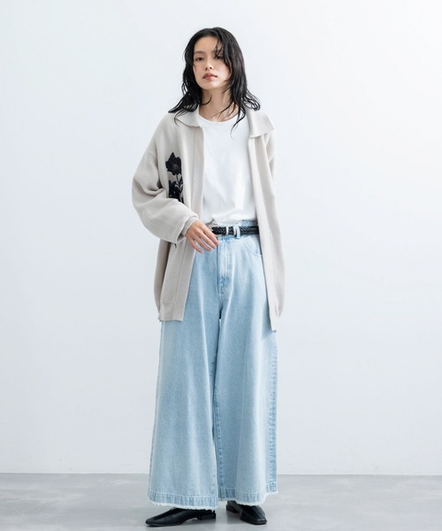 JUNRED(ジュンレッド)の「フラワーブーケボタンレスカーディガン(カーディガン/ボレロ・メンズ・ブラック/オフホワイト・S/M/L)」の17枚目の写真