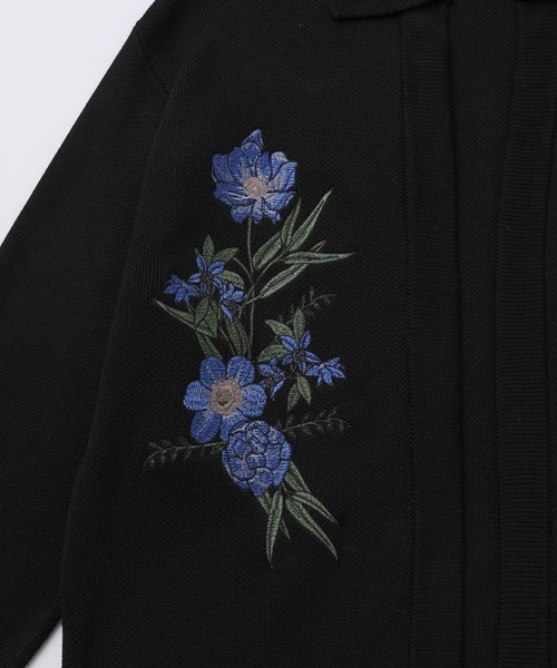 JUNRED(ジュンレッド)の「フラワーブーケボタンレスカーディガン(カーディガン/ボレロ・メンズ・ブラック/オフホワイト・S/M/L)」の21枚目の写真