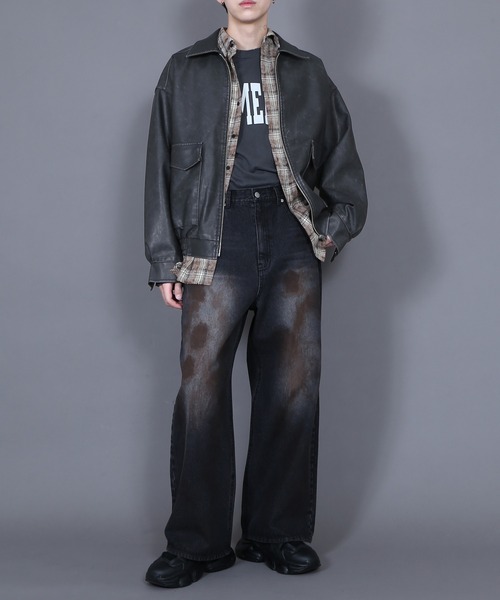 Figments(フィグメンツ)の「ダーティワイドデニムパンツ(デニムパンツ・レディース・インディゴブルー/ブラック・SMALL/MEDIUM/LARGE)」の8枚目の写真