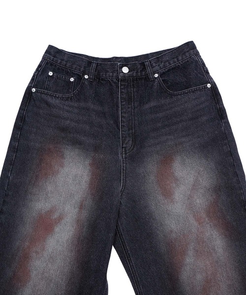 Figments(フィグメンツ)の「ダーティワイドデニムパンツ(デニムパンツ・レディース・インディゴブルー/ブラック・SMALL/MEDIUM/LARGE)」の13枚目の写真