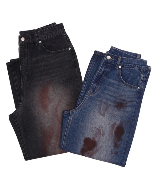 Figments(フィグメンツ)の「ダーティワイドデニムパンツ(デニムパンツ・レディース・インディゴブルー/ブラック・SMALL/MEDIUM/LARGE)」の20枚目の写真