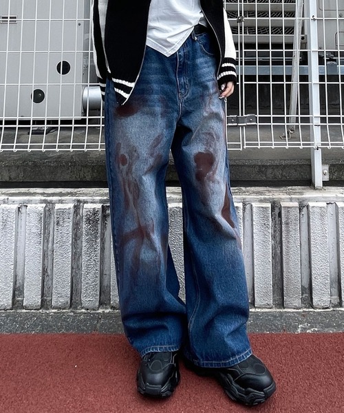 Figments(フィグメンツ)の「ダーティワイドデニムパンツ(デニムパンツ・レディース・インディゴブルー/ブラック・SMALL/MEDIUM/LARGE)」の22枚目の写真