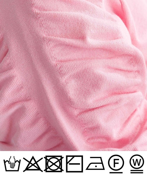 PICCIN（ピッチン）の「袖ギャザー五分袖ニットトップス（ニット/セーター・レディース・ブラック/ブルー/ピンク/オフホワイト・M）」の11枚目の写真