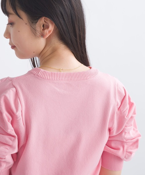 PICCIN（ピッチン）の「袖ギャザー五分袖ニットトップス（ニット/セーター・レディース・ブラック/ブルー/ピンク/オフホワイト・M）」の9枚目の写真