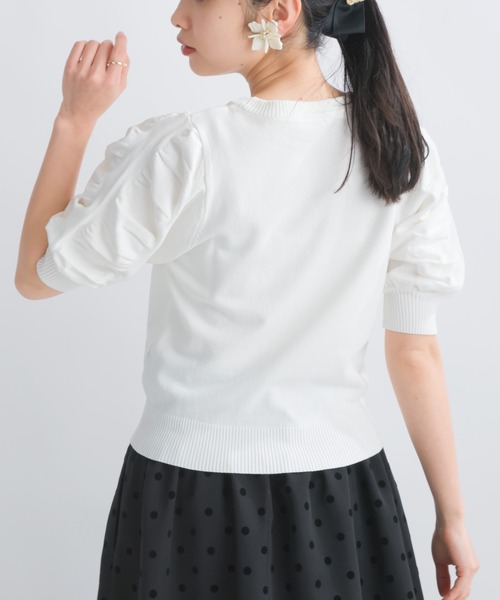 PICCIN（ピッチン）の「袖ギャザー五分袖ニットトップス（ニット/セーター・レディース・ブラック/ブルー/ピンク/オフホワイト・M）」の15枚目の写真